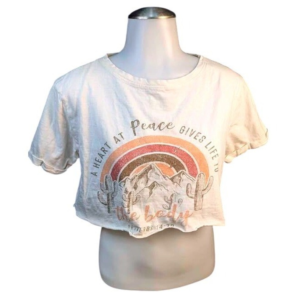 Love & Lazy Days~Graphic Crop Top~Small~/Western Coquette Cream/Proverbs14:30‎